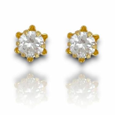 Imagem de Brinco Flor de  Zirconia Banhado Ouro 18k Semijoia - Dril Semijoias