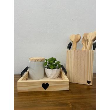 Imagem de Kit Bandeja Quadrada e Porta Utensílios, Bandeja Quadrada e Porta Uten
