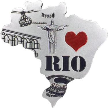 Imagem de Imã de Geladeira Mapa Brasil Lembrança do Rio De Janeiro Souvenir - Co
