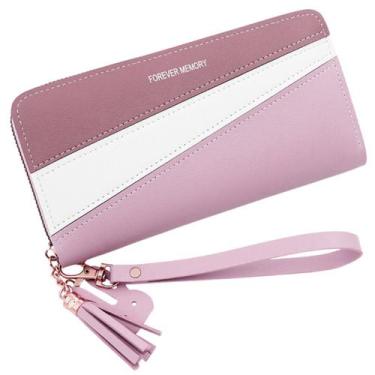 Imagem de Carteira feminina estilosa porta cartão com zíper e alça - SWG, Rosa, 