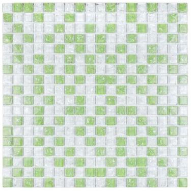 Imagem de PASTILHA DE VIDRO CRAQUELADA GG21 - GALIANO BRANCO/VERDE 30x30cm - GLA