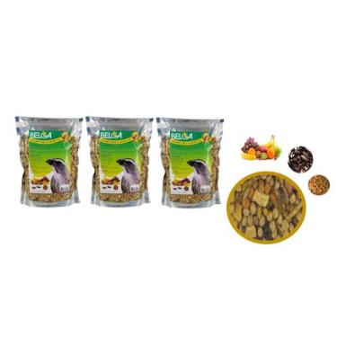 Imagem de Kit 4 Rações  / Passarinho Pixarro Trinca-ferro Grilo Com Frutas 500g 