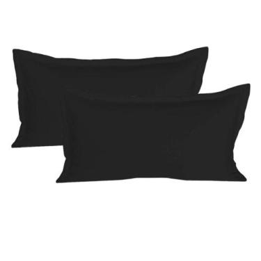 Imagem de Kit 02 Porta Travesseiros King 50x90 Cm em Malha 100% Algodão Preto Ar