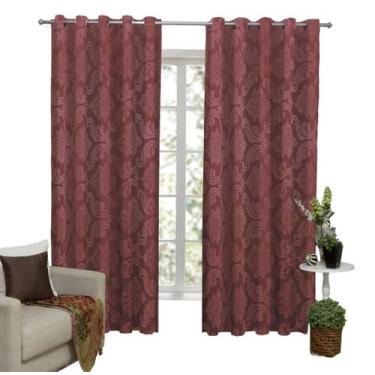 Imagem de Cortina Tecido Jacquard Semi Blackout 2M X 1,80M - Vinho - Campari