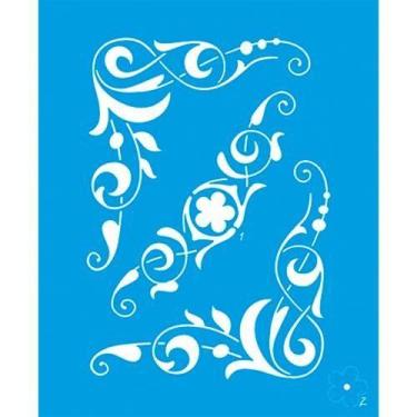 Imagem de Stencil Litoarte 17 x 21 cm - STM-648 Arabesco e Cantoneira Sobrepisiç