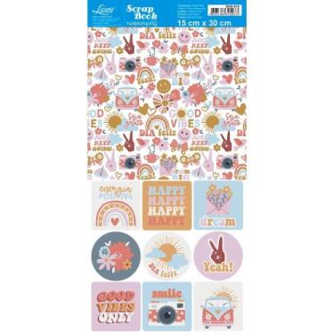 Imagem de Papel para Scrapbook com Hotstamping - Coleção Good Vibes - SDH-015 - 