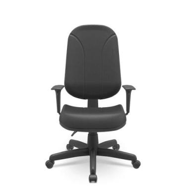 Imagem de Cadeira Presidente Operativa Vinil Giratória c/ Braços Reguláveis e Ba