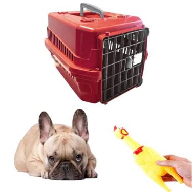 Imagem de Caixa Transporte Cachorro Médio N2 + Mordedor Galinha 16cm - MecPet