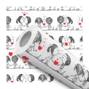 Imagem de Papel De Parede Adesivo Lavável Casal Desenho Fofo Menina Menino - Baz