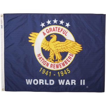 Imagem de Annin Flagmakers Bandeira militar comemorativa da Segunda Guerra Mundial feita nos EUA de acordo com as especificações oficiais, oficialmente licenciada (modelo 438800)