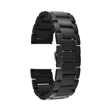 Imagem de Kumi Pulseira para relógio inteligente de 22 mm, pulseira de substituição de aço inoxidável para relógio inteligente preta