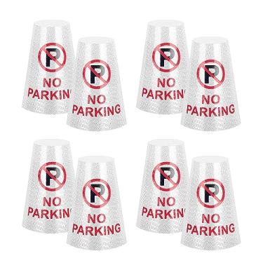 Imagem de BATTIFE Pacote com 8 Coleiras Refletivas Brilhantes "Proibido Estacionar", Mangas de Mensagem Cônicas para Cones de Segurança de Trânsito, Placas de Alta Visibilidade de 360° para (Pacote Com 8 Unidad