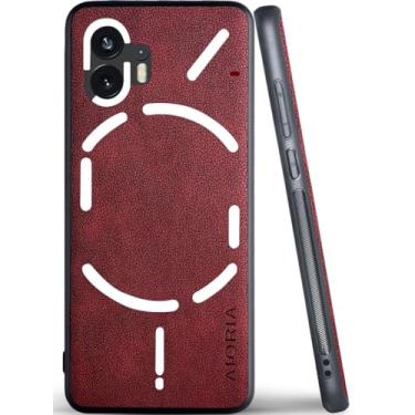 Imagem de AIORIA Capa de couro premium para celular for Nothing Phone 2 com design retrô (vermelha)