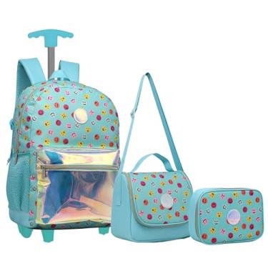 Imagem de Kit Mochila Carrinho Lancheira Estojo Escolar Juvenil KIT8163 (AZUL)
