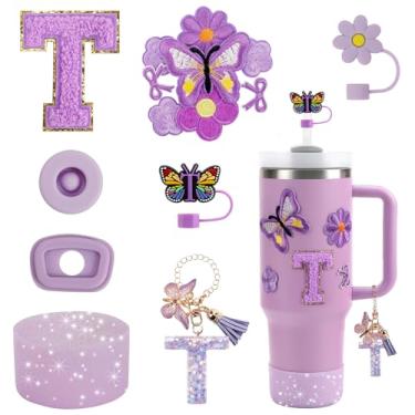 Imagem de Conjunto de acessórios de copo de 15 peças para copo Stanley Cup 850 g 1,134 g copo com alça, incluindo capa de canudo de silicone e bota, tampa à prova de derramamento, pingentes Stanley, pingente de