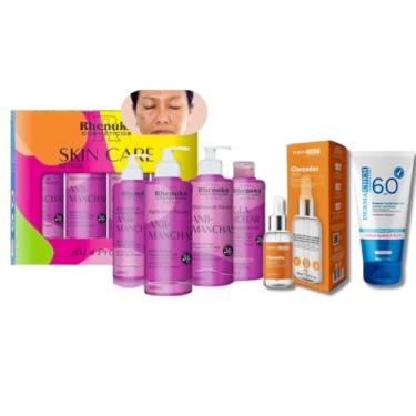Imagem de Kit Skincare Anti Manchas Rhenuks+ Serum Clareador de Manchas+Protetor Solar FPS60 Sem Cor- 6 Itens