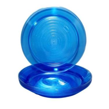 Imagem de Prato Acrílico Resistente 22cm Azul Translúcido - 10 unid - Sertplast