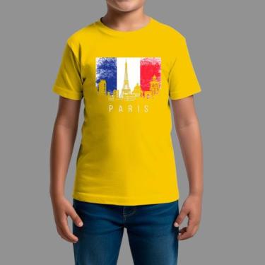 Imagem de Camiseta Infatil Streetwear Básica Casual Estilosa Gola Redonda Paris 