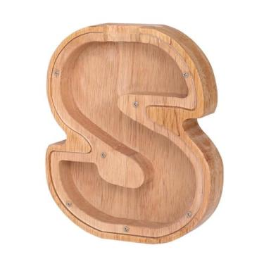 Imagem de Caixa de madeira para guardar moedas, caixa de dinheiro, cofrinho para crianças, decoração de casa - P