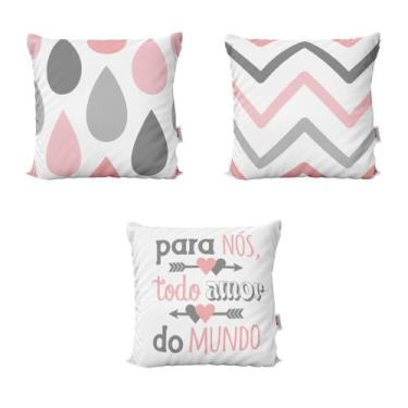 Imagem de Almofadas Decorativas Rosa e Cinza Para Todo o Sempre Para Sofá  40x40