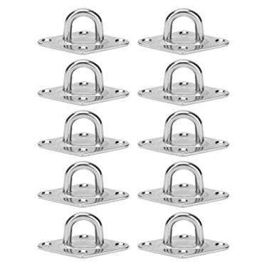 Imagem de Placa de ojo, placa de almohadilla de acero inoxidable, ganchos a presión en U, bucle de grapas de hardware marino con tornillos para aparejos de barcos (8mm)