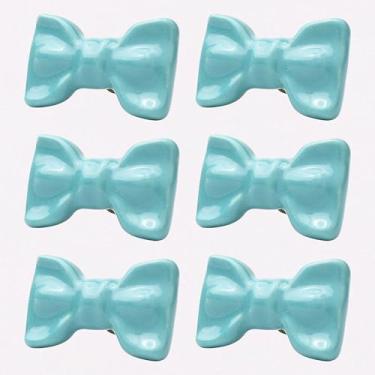 Imagem de Indian Shelf 6 maçanetas de gaveta de cerâmica turquesa verde para armário de cozinha gravata porta de berçário puxadores decorativos de cômoda infantil premium vintage