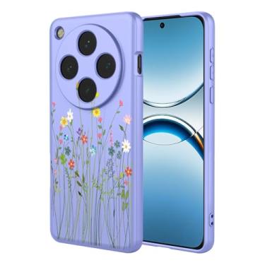 Imagem de HTXWXJC Capa de telefone para Oppo Find X8, CPH2651, PKB110 à prova de choque flexível bumper TPU capa macia padrão flor capa de telefone para Oppo Find X8 flor roxa
