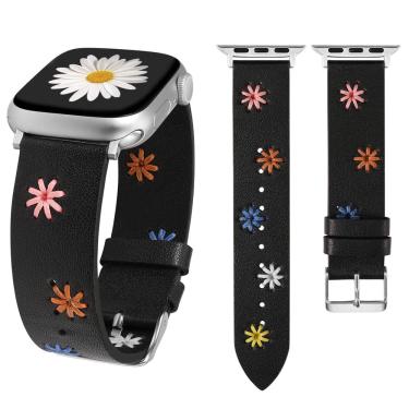 Imagem de Watch Band Wearlizer Floral Leather para mulheres Apple 45/44/42/46/49 mm