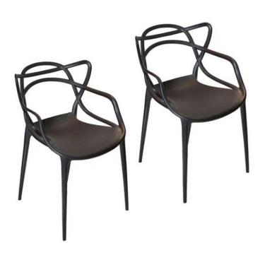 Imagem de Conjunto Com 2 Cadeiras Monobloco Allegra Preta
