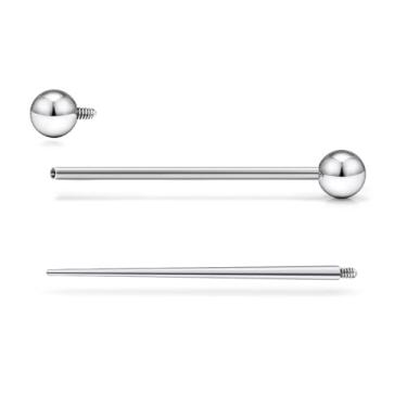 Imagem de Ruifan Anéis de barra reta de titânio 14G 16G para cartilagem de língua de mamilo industrial rosqueado interno hipoalergênico piercing corporal joias para mulheres homens 30 mm 35 mm 38 mm 40 mm, 16G