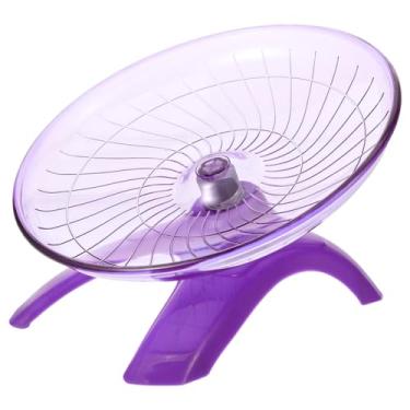 Imagem de POPETPOP Roda de exercício para hamster super silenciosa: disco voador de hamster, roda silenciosa, porquinho-da-índia, para hamsters, gerbos, ratos, ouriços (roxa)
