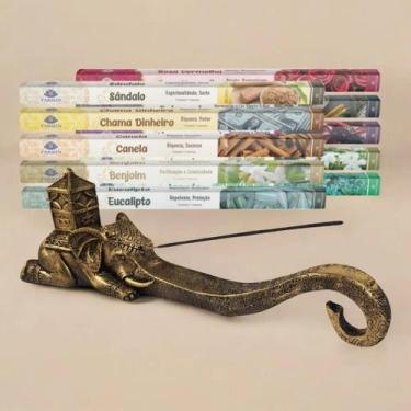 Imagem de porta incenso incensário Elefante Indiano Barra para incenso de vareta