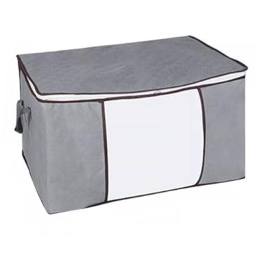 Imagem de Caixa Organizadora Flexível Closet Roupa Cobertor Casacos Armário(3 Cinza)