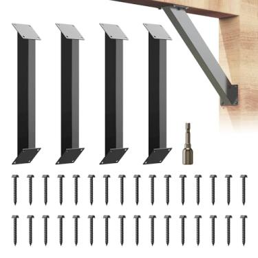 Imagem de Andorm Pacote Com 4 Suportes De Ângulo 45 Graus, Suporte Cantos, Resistente Para Pérgola Viga Madeira
