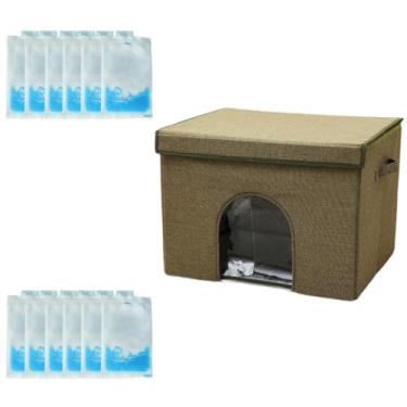 Imagem de IEUDNS Summer Cooling Cat House House House Washable dobrável condomínio versátil com 12 sacos de gelo para suprimentos para animais de estimação gato