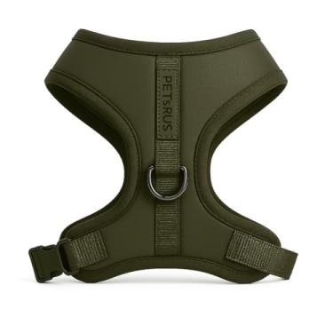 Imagem de Peitoral para cães de neoprene marrom marfim design de couro de cobra ajustável esportivo pequeno, médio grande animais de estimação respirável leve (Cáqui, P: pescoço = 34-44 cm/peito = 40-53 cm)