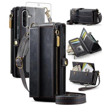 Imagem de Asuwish Capa de telefone para Samsung Galaxy A56 5G capa carteira com zíper com protetor de tela e alça transversal alça flip bloqueio RFID suporte para cartão celular A 56 56A LTE mulheres meninas