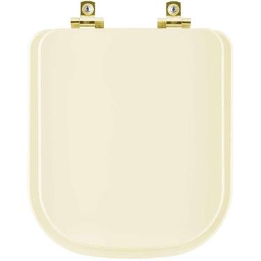 Imagem de Assento Sanitário Com Amortecedor Misti Palha Para Vaso Icasa Com Ferragem Dourada