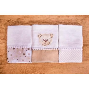 Imagem de Kit 3 Peças Fralda De Boca Para Bebê - Miguel Baby, Ursinho