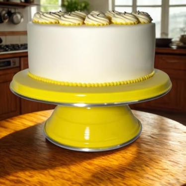 Imagem de Suporte Bailarina para Bolo Nº 30 Amarelo – Base Giratória Profissional para Decoração de Bolos e Confeitaria