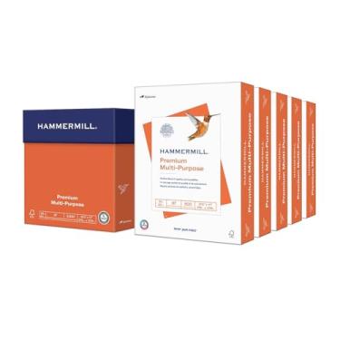 Imagem de Papel de cópia multiuso premium da Hammermill, 8,5 x 11 feito nos EUA, obtido de forma sustentável de fazendas de árvore da família americana, 97 brilhosos, sem ácido, papel de impressora, 10,8 kg