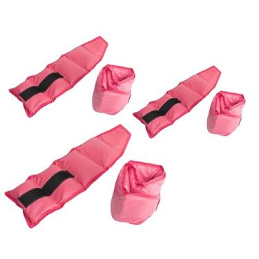 Imagem de 03 Pares Caneleiras Tornozeleiras com Peso 2kg - 3kg - 4kg cada Academia Musculação Treino em Casa Funcional Fisioterapia Cor Rosa