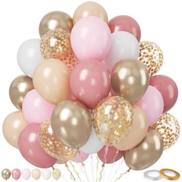 Imagem de Conjunto de balões Paready Blush Pink 50 unidades de 30 cm com fita