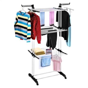 Imagem de Varal Chão 3 Andares Roupa 4 Rodas Dobrável Reforçado