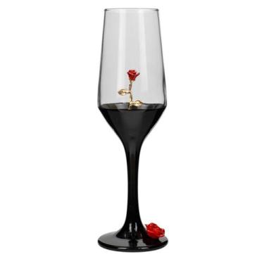 Imagem de Taça Pomba Gira Rosa Vermelha Champagne Vidro 186ml - META ATACADO