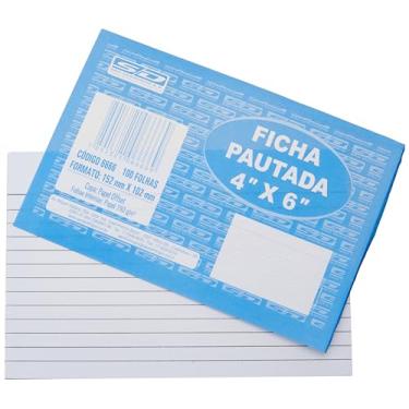 Imagem de Ficha Pautada 4x6 10, 0x15, 0cm São Domingos, Multicor, pacote de 100