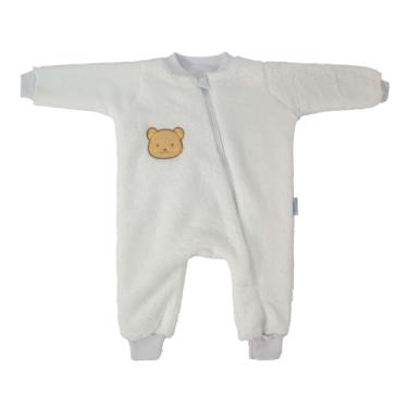 Imagem de MACACAO INFANTIL BABY JOY WEAR MICROFIBRA LISO COM BORDADO LATERAL URSO BRANCO G