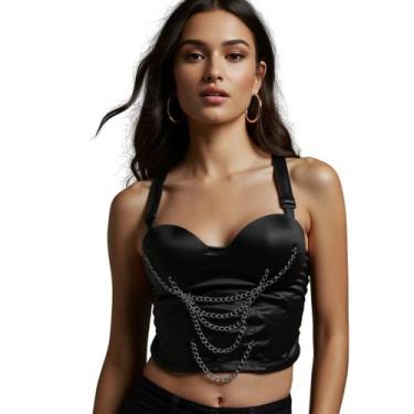 Imagem de Cropped Corset Martinica Feminino Com Bojo Cyberpunk Espartilho Tendên