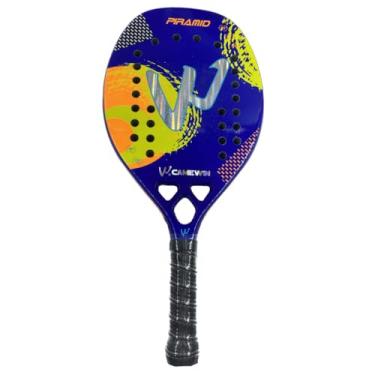 Imagem de Raquete Tenis Praia Carbono 3K Profissional Piramid Azul Adulto Unissex