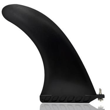 Imagem de Anfyko Barbatana de prancha de remo de 25,4 cm com parafuso - Sem ferramenta SUP Fin Surf Fin - Barbatana central de nylon reforçado e fibra de vidro com design curvo clássico para longboard, prancha